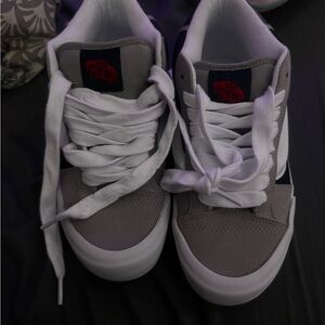 Never worn Vans Gray and White and Navy blue Sneakers